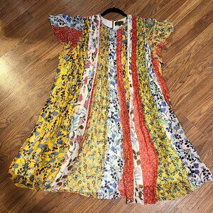 Varun Bahl multi-floral, flutter sleeve, shift mini - 1X